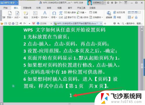 wps页码怎么从第2页开始设置页码 WPS页码设置从任意页开始