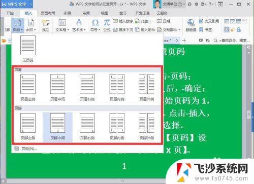 wps页码怎么从第2页开始设置页码 WPS页码设置从任意页开始