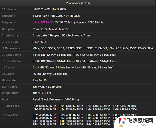 英特尔酷睿Ultra9 285K CPU-Z跑分曝光：P核5.5 GHz，E核4.6 GHz最新数据揭秘